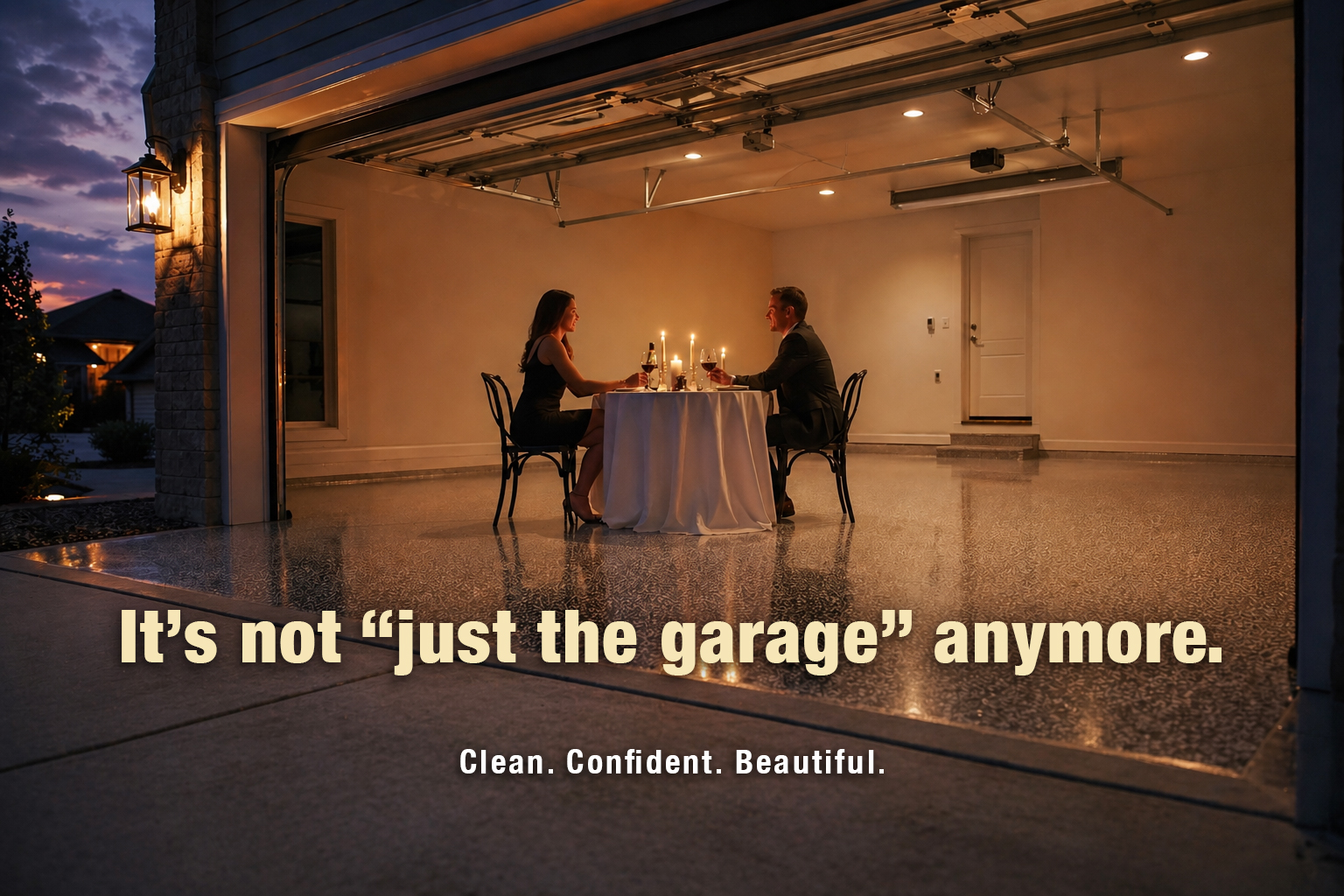 It's not just the garage anymore — candlelit garage with coated floor